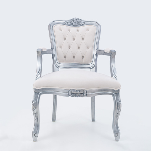 Conjunto 4 Poltronas Luis Xv De Madeira Cor Prata