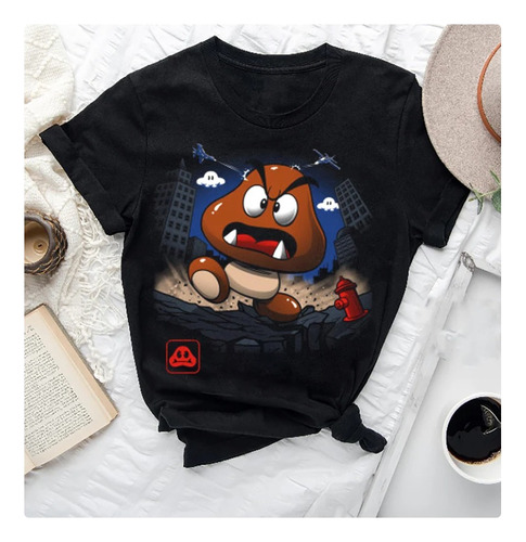 Polera Unisex Mario Bros Goomba Game Algodon Estampado