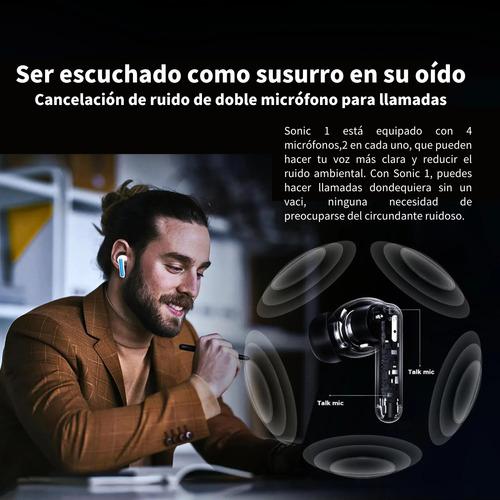 Tecno Sonic1 Audifonos Bluetooth Inalambricos Gamer Tws Ipx5 Color Negro