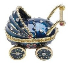 Porta-jóias De Zamac Carrinho De Bebê Azul 7,5x4,5x6cm