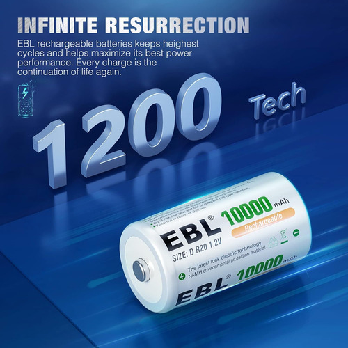 Batería Ebl D Tamaño D Tamaño De Las Baterías Recargables De