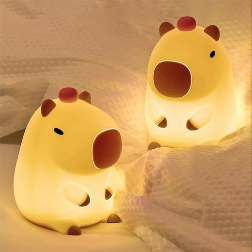 Lámpara De Noche De Silicona Capybara Con Control Táctil.