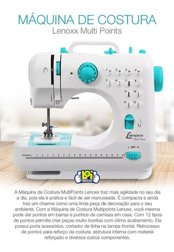 Máquina De Costura Multi Points Psm101 Lenoxx Bivolt Cor Branco 110V/220V