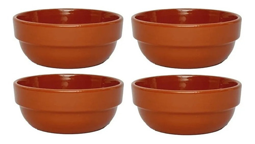 4 Cazuelas Apilables Barro Esmaltada Terracota 10cm Blum Color Marrón claro