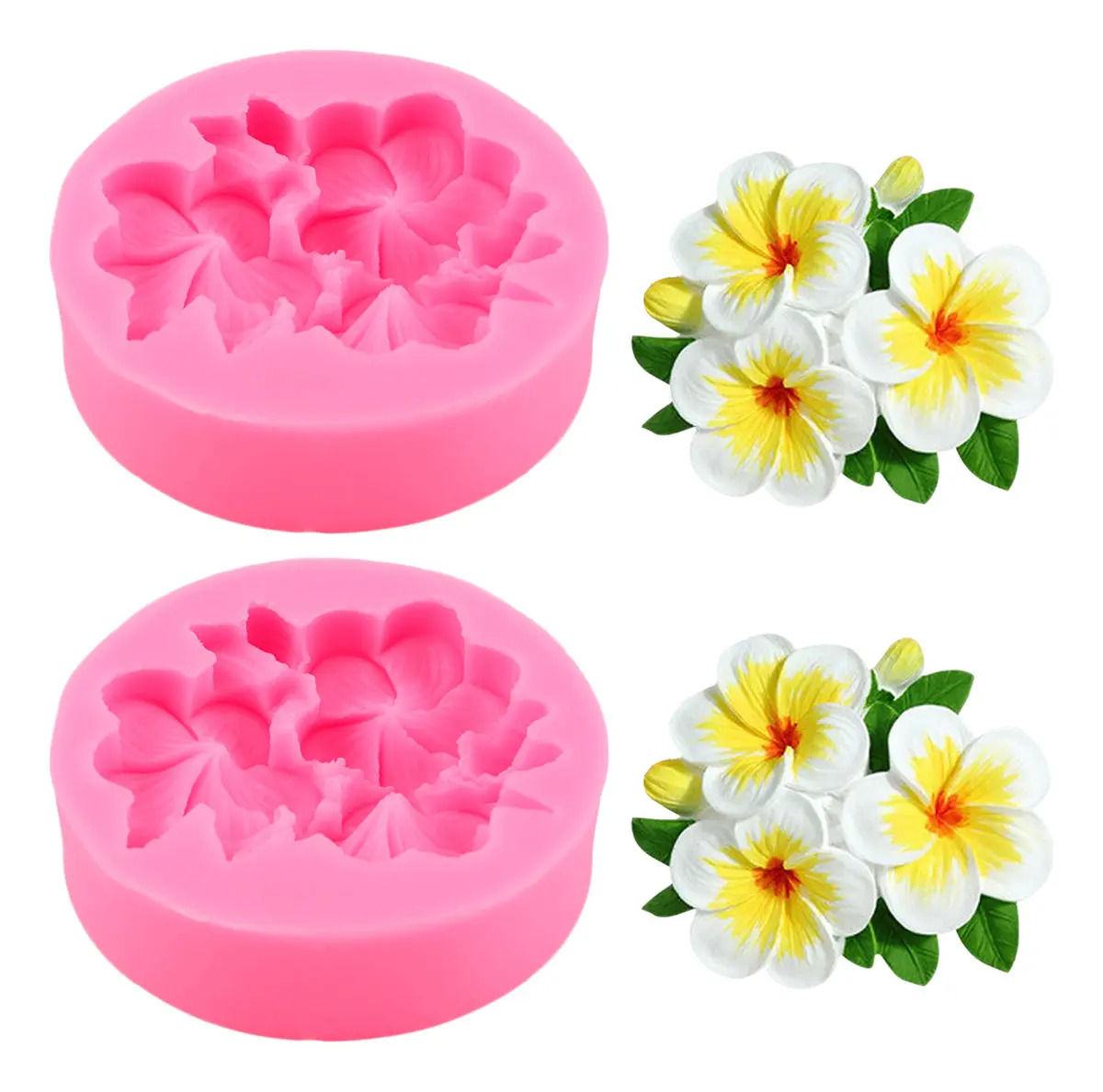 2pzs Molde Silicon Flores Frangipani Pasta Resina Jabón Velas
