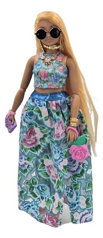 Barbie Extra Fancy Negra Laranja Fashionistas Articulada