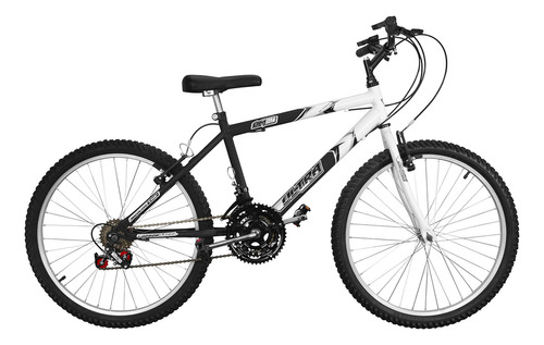Bicicleta  de passeio Ultra Bikes Bike Aro 24 bicolor 18 marchas freios v-brakes cor preto-fosco/branco