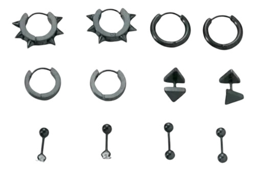 Pack 6 Pares Aretes Hombre Con Piercing, Arracadas Hombre