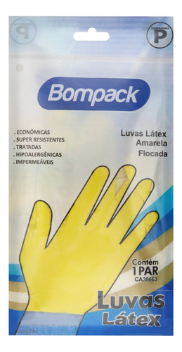 Bompack Luva Látex 2 unidades (P) amarelo