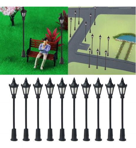10 Piezas De Farola En Miniatura, Modelo De Lámpara De