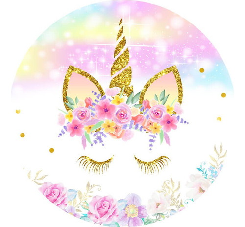 Funda De Fondo Circular Con Diseño De Unicornio Para Cumplea