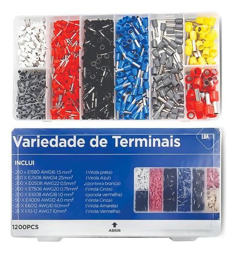 Kit Crimpar Box Alicate E Terminais Ilhós Com 1200 Unidades