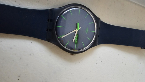 Reloj Swatch Azul Caballero Con Caja
