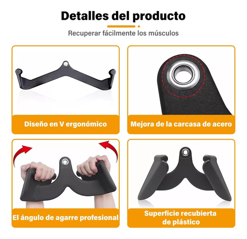 Set 7 Agarres Gimnasio Poleas Barras Bíceps Tríceps