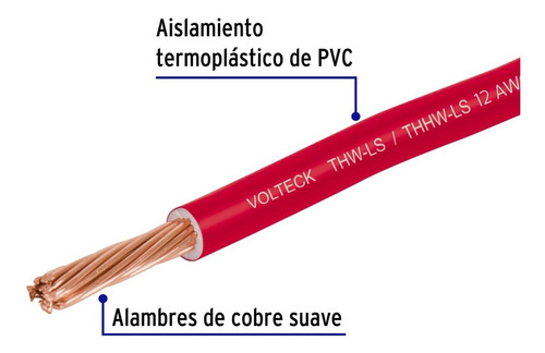 Cable De Cobre Thhw-ls, 12 Awg, Varios  Colores Rollo 100 Mt