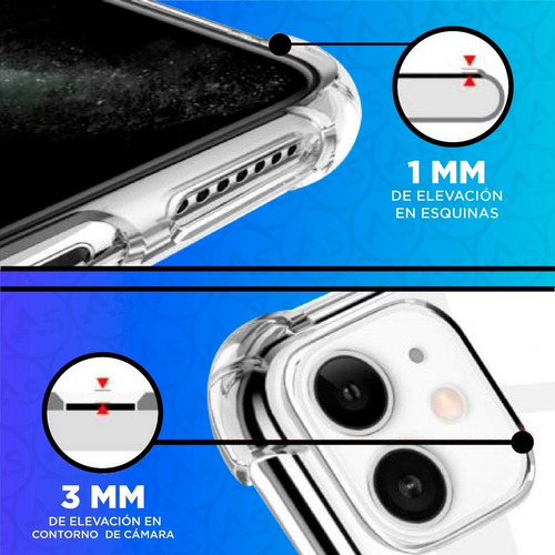 Imagen 6 de 10 de Funda Transparente Antishock Tpu iPhone 5 Al Xs Max + Vidrio
