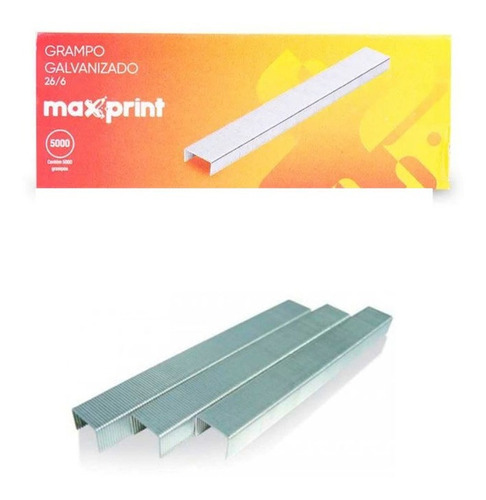 Grampo Galvanizado 26/6 5000 Unid. 712094 10 Caixas Maxprint