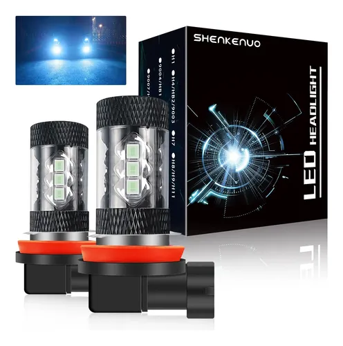 2 Luces Antiniebla LED H8/H11 - 80W, 8000K Azul Hielo, 12-24V Universal - Para Coche, Moto