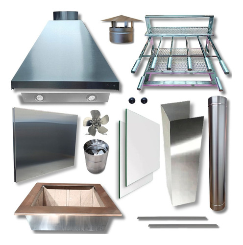 Kit Churrasqueira Inox Coifa Braseiro 50x40 Capa + Painel