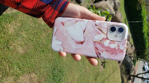 Funda Mármol Color Blanco Y Rosa Para iPhone