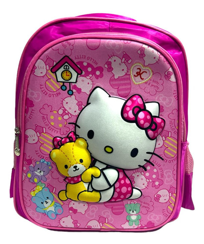 Mochila Prescolar Jardín Hello Kitty 2 C Con Relieve 3 D ++