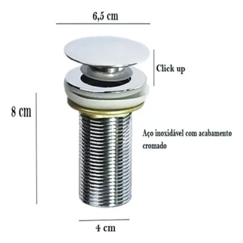 Válvula Click De Inox 1/4 Para Cuba Vidro E Louça Banheiro