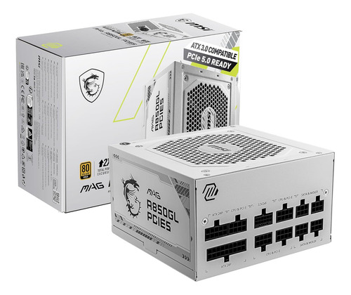 Fuente De Poder Msi Mag A850gl Pcie5 850w 80+gold Atx Blanco