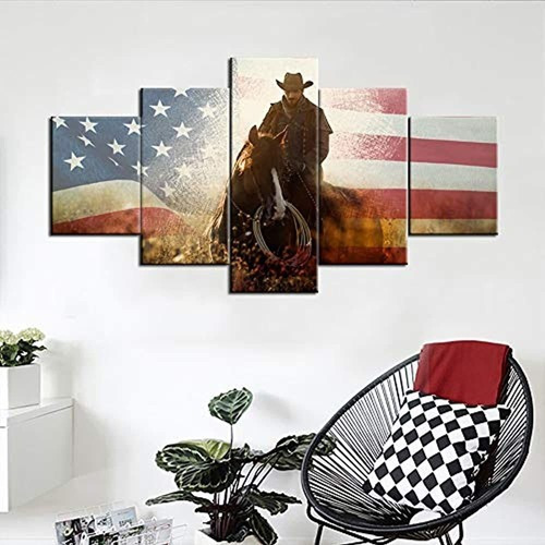 Pintura De Caballos Vaqueros Nativos Americanos Decoracion