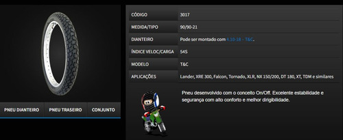 Par Pneu Yamaha Xt 600 T&c 120/90-17 + 90/90-21 Technic