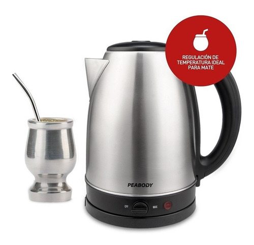 Pava Eléctrica Peabody Pe-k1708 Inox 2200w 1.7l 220v P2 Color Plateado