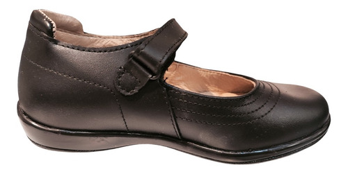 Zapato Coloso 13350 Escolar Piel Negro Velcro Adorno Costura