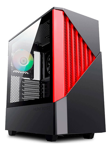 Chasis Gamer Gabinete Atx + 2 Fan Rgb Wattana Triatus Rojo