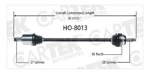 Flecha Delantera Izq Honda Prelude 1992-1993 Ta L4 2.3 C/abs