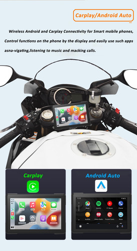 Dash Cam Moto Dual Cámaras Impermeable Ip67 Tpms Carplay
