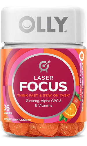 Olly Laser Focus Vitaminas Gingseng Alpha Gpc 36 Gomas Sabor Naranja