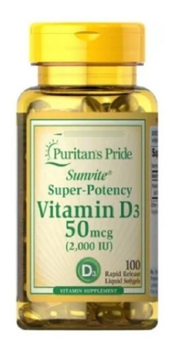 Vitamina D3 2000 Iu 100 Softgels - Unidad a $709