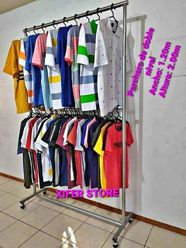 Imagen 4 de 5 de Exibidor De Ropa Colgador Regulable Gromado De Dos Niveles