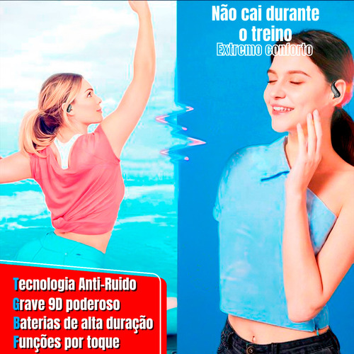 Fone De Ouvido Bluetooth 5.3 Tws Sem Fio Esportivo Compatível Com iPhone Samsung Xiaomi Motorola Tipo Gancho Marca PodeVirTem