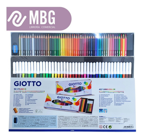 Imagen 2 de 7 de Kit Marcadores Giotto Turbocolor X 40 Lapices Colores X 50