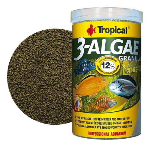 Tropical 3 Algae Granulado 44g Alimento Vegetal Peces Acuaro Tropical - 44 g