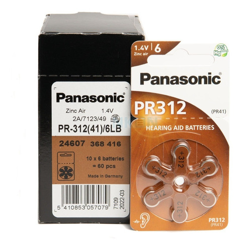 Pilas Panasonic Pr312 Audifonos 312 Caja 60 Pilas Marrones