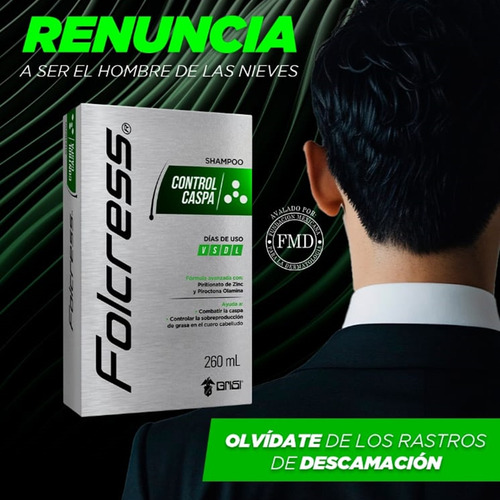 2x1 Shampoo Folcress Tratamiento Cabello Control Caspa 520ml