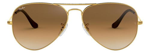 Gafas de sol Ray-Ban Aviator Gradient Standard con marco de metal color polished gold, lente light brown de cristal degradada, varilla polished gold de metal - RB3025