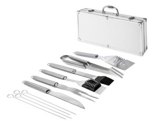 Set De Asador Completo 10 Piezas De Acero Inoxidable