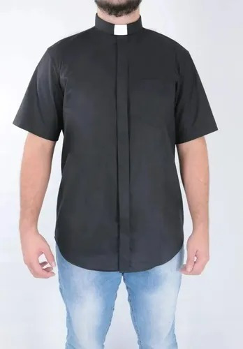 Camisa Para Padre Clerical Manga Curta Algodão Ref.: 201