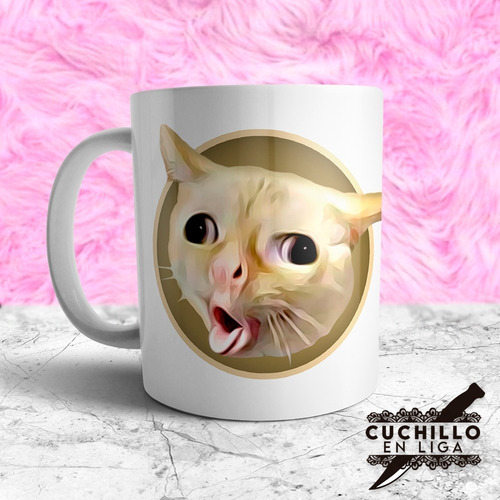 Taza Cerámica Calidad Premium Diseño Gato Tos Meme Redes