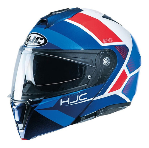 Capacete Hjc I90 Hollen Articulado Viseira Solar Azul Bmw