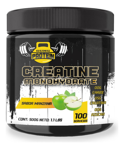 Creatina Monohidratada 500g Guns En Polvo Varios Sabores Pre Manzana
