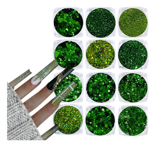 Decoracion Para Uñas O Manualidad Glitter Flakes Color Verde