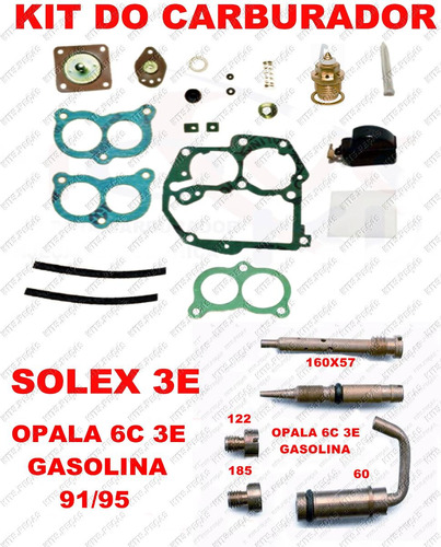 Kit Carburador Opala 6c 91/92 Gasolina Solex Duplo 3e